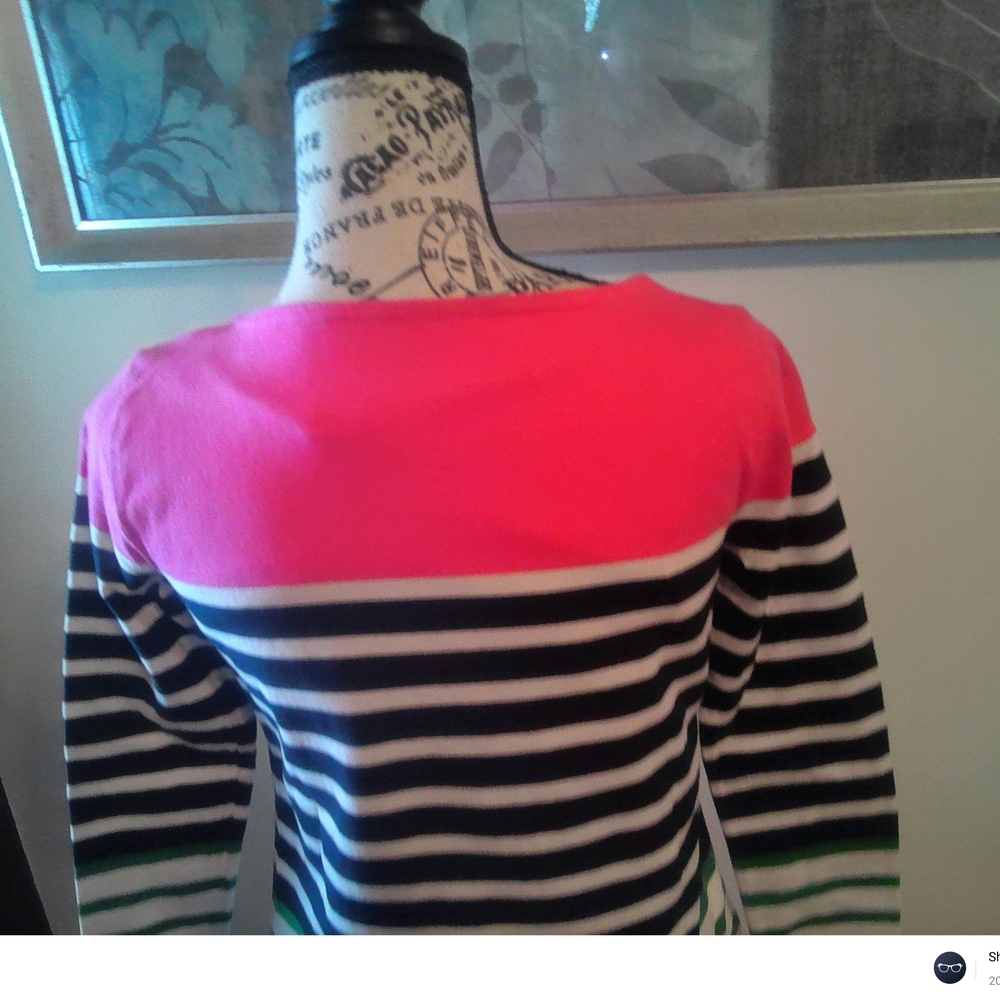 Authentic Talbots Long Sleeve Top - Pink and Black Stripes - Picture 2 of 7